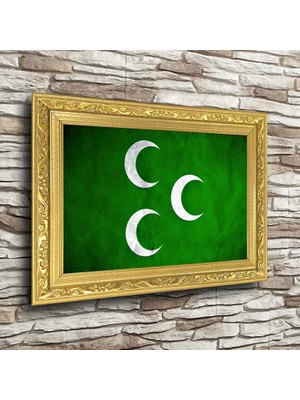 BK Gift 3 Hilal Altın Yaldız Çerçeveli A3 Tablo - Yatay