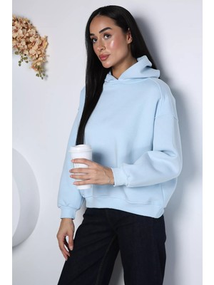 Gülseli Kadın Kapüşonlu Üç Iplik Şardonlu Sweatshirt P-00023330