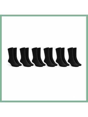 Bşk Virgo Unisex Siyah Soket Çorap 6'lı Set Düz Basic Ribanalı Günlük Spor Esnek Rahat Uzun Çorap Konforlu Set BSK2026