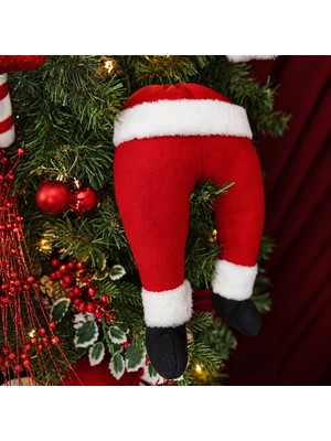Dekorsende Yılbaşı Süsü Noel Baba Ayakları Kadife Asılabilir Kırmızı 50 cm