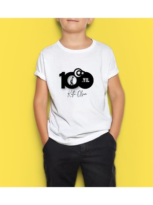 Bk Gift 29 Ekim Tasarımlı Erkek Çocuk Beyaz T-Shirt-11, Arkadaşa Hediye, 29 Ekim Hediyesi Hediyesi, Trend Tişört, 100.YIL Hediyesi
