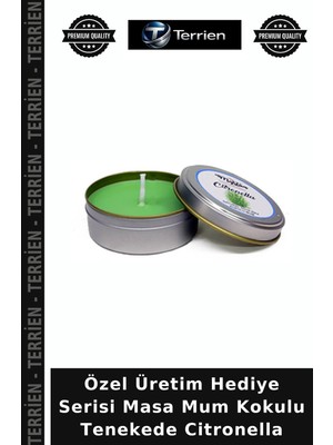 Terrien Özel Üretim Hediye Serisi Masa Mum Kokulu Tenekede Citronella