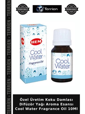 Terrien Özel Üretim Koku Damlası Difüzör Yağı Aroma Esansı Cool Water Fragrance Oil 10ML