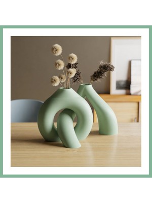 Bşk Virgo 3D Baskı Interlocking Vazo - Iç Içe Geçen Dekoratif Vazo-Mint BSK2026