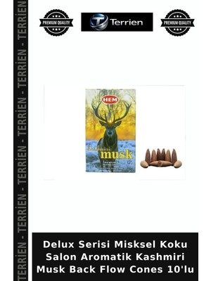 Terrien Delux Serisi Misksel Koku Salon Aromatik Kashmiri Musk Back Flow Cones 10'lu