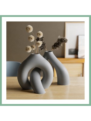 Bşk Virgo 3D Baskı Interlocking Vazo - Iç Içe Geçen Dekoratif Vazo-Gri BSK2026