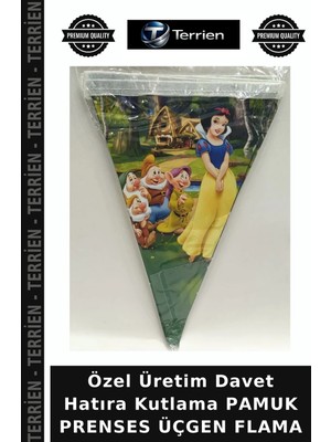 Terrien Özel Üretim Davet Hatıra Kutlama Pamuk Prenses Üçgen Flama