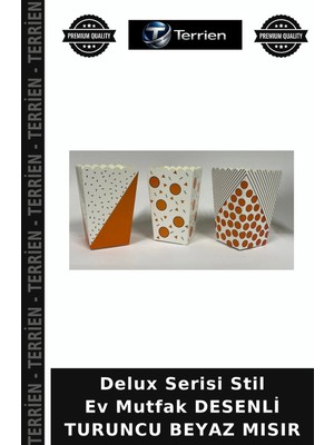 Terrien Delux Serisi Stil Ev Mutfak Desenli Turuncu Beyaz Mısır