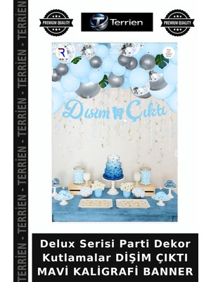 Terrien Delux Serisi Parti Dekor Kutlamalar Dişim Çıktı Mavi Kaligrafi Banner