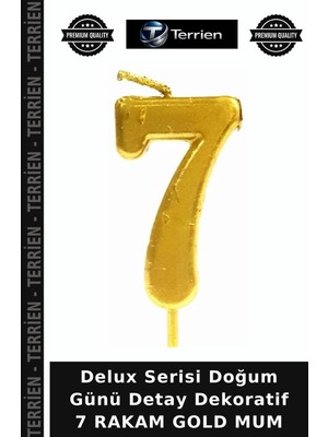 Terrien Delux Serisi Doğum Günü Detay Dekoratif 7 Rakam Gold Mum