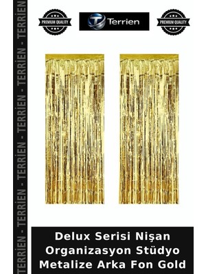 Terrien Delux Serisi Nişan Organizasyon Stüdyo Metalize Arka Fon Gold