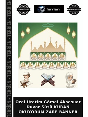 Terrien Özel Üretim Görsel Aksesuar Duvar Süsü Kuran Okuyorum Zarf Banner