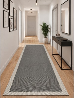 Dekoset Home Sisal Halı- Gri-Krem Hol Koridor Halısı- Kaymaz Taban- Yıkanabilir Kilim Halı Yolluk