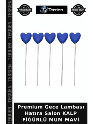 Terrien Premium Gece Lambası Hatıra Salon Kalp Fiğürlü Mum Mavi