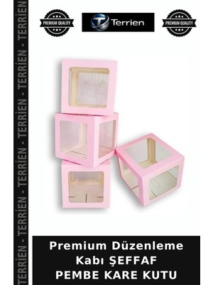 Terrien Premium Düzenleme Kabı Şeffaf Pembe Kare Kutu