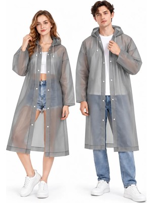 CoverZone Unisex Kapüşonlu Uzun Yağmurluk Suya Dayanıklı Hafif Katlanabilir Eva Yağmur Montu Kadın Erkek Çıtçıtlı Tasarım, YK98