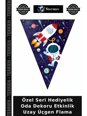 Terrien Özel Seri Hediyelik Oda Dekoru Etkinlik Uzay Üçgen Flama