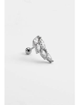 So CHIC Melek Kanadı 18 Ayar Beyaz Altın Kaplama Gümüş Helix-Lobe Piercing