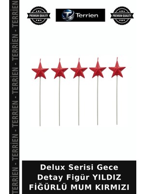 Terrien Delux Serisi Gece Detay Figür Yıldız Fiğürlü Mum Kırmızı