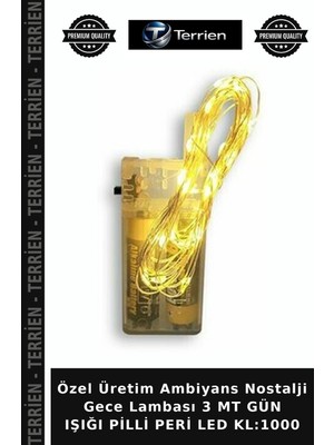 Terrien Özel Üretim Ambiyans Nostalji Gece Lambası 3 mt Gün Işığı Pilli Peri LED KL:1000