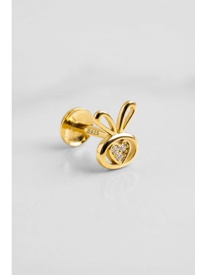So CHIC Minik Tavşan 18 Ayar Sarı Altın Kaplama Gümüş Tragus-Flat Piercing