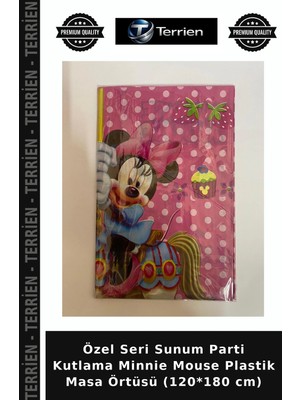 Terrien Özel Seri Sunum Parti Kutlama Minnie Mouse Plastik Masa Örtüsü (120*180 Cm)
