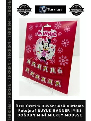 Terrien Özel Üretim Duvar Susü Kutlama Fotoğraf Büyük Banner Iyiki Doğdun Mini Mickey Mousse
