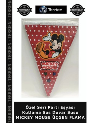 Terrien Özel Seri Parti Eşyası Kutlama Süs Duvar Süsü Mıckey Mouse Üçgen Flama