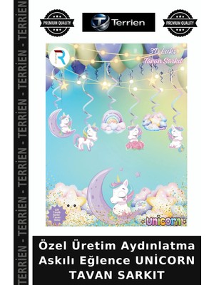 Terrien Özel Üretim Aydınlatma Askılı Eğlence Unicorn Tavan Sarkıt