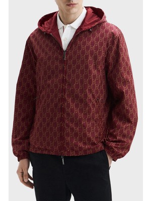 Emporio Armani Tamamı Logolu Suya Dayanıklı Kapüşonlu Ceket Erkek Ceket EM006751 AF12021 FB518
