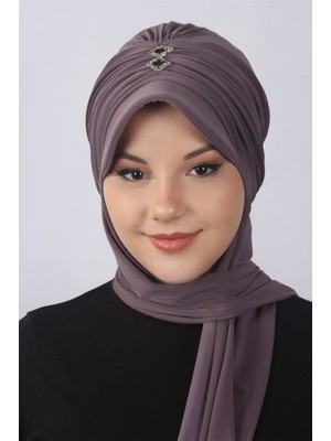 Mestore Taşlı Atkılı Şapka  Vizon