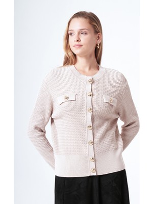 Nuss Düğmeli Rayon Hırka 601 Bej