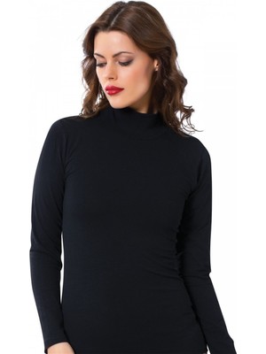 Mestore Moda Çizgi Bayan Uzun Kol Boğazlı Body 247