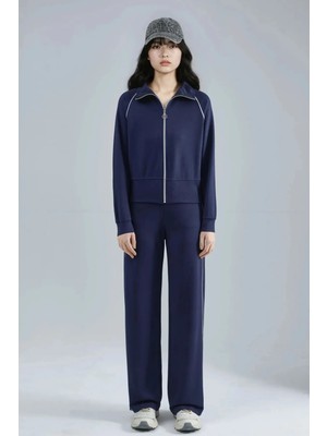 Fiolin Modal Dokulu Fermuarlı Sweatshirt & Pantolon Ikili Takım