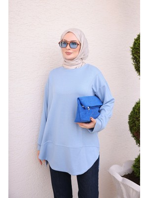 İmaj Butik Bebe Mavi Bisiklet Yaka Yan Fermuarlı Oys Tunik
