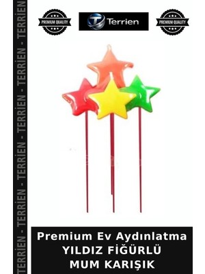 Terrien Premium Ev Aydınlatma Yıldız Fiğürlü Mum Karışık