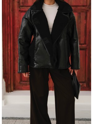 Moda Durağı Siyah Oversize Kaliteli Ceket Siyah