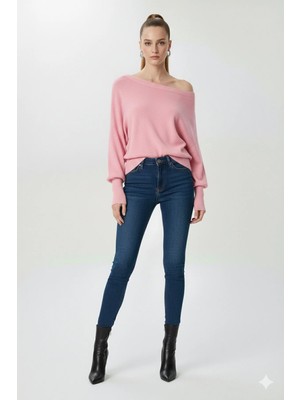 Fiolin Omuzu Açık Off Shoulder Triko Kazak