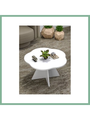 Bşk Virgo Çiçek Orta Sehpa Beyaz 70 cm BSK2026