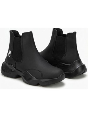 DMR Elegance BA0444 Bağcıksız Rahat Yüksek Taban Siyah Erkek Spor Yarım Bilek Bot