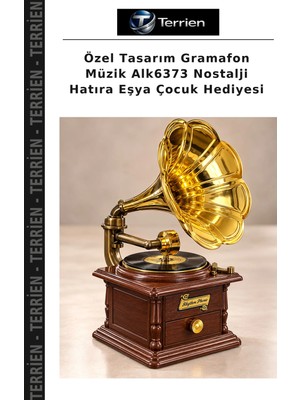 Terrien Özel Tasarım Gramafon Müzik ALK6373 Nostalji Hatıra Eşya Çocuk Hediyesi