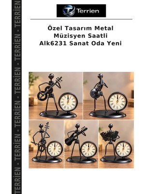 Terrien Özel Tasarım Metal Müzisyen Saatli ALK6231 Sanat Oda Yeni