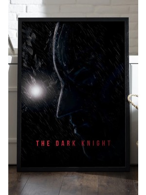 Duvarda Kara Şövalye Siyah Ahşap Çerçeveli Poster, Dekoratif Film Duvar Tablosu