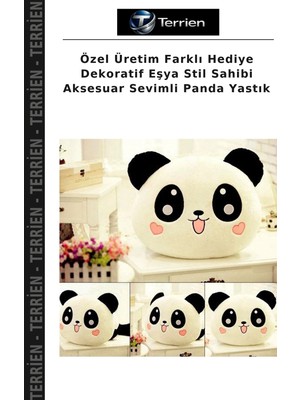 Terrien Özel Üretim Farklı Hediye Dekoratif Eşya Stil Sahibi Aksesuar Sevimli Panda Yastık