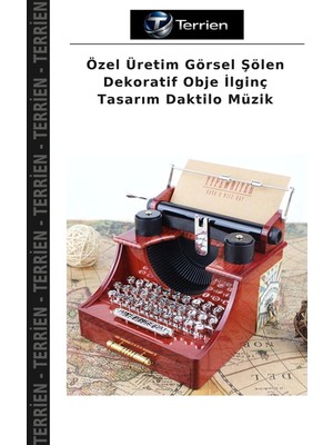 Terrien Özel Üretim Görsel Şölen Dekoratif Obje Ilginç Tasarım Daktilo Müzik