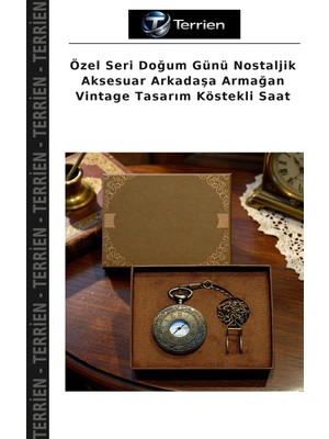 Terrien Özel Seri Doğum Günü Nostaljik Aksesuar Arkadaşa Armağan Vintage Tasarım Köstekli Saat