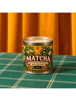 Kafna Matcha Kokulu |dekoratif Teneke Mum - %100 Soya Wax | 200GR