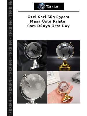 Terrien Özel Seri Süs Eşyası Masa Üstü Kristal Cam Dünya Orta Boy