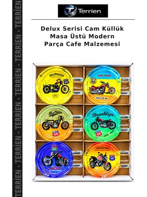 Terrien Delux Serisi Cam Küllük Masa Üstü Modern Parça Cafe Malzemesi