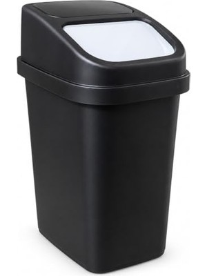 Die Grup 10 L Sallanır Kapaklı Plastik Çöp Kovası, Siyah